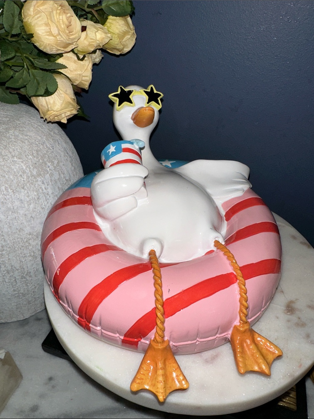 Patriotic Inflatable Duck Bird Float Figurine - Pink / Red
